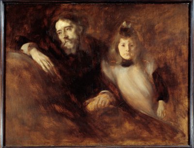ألفونس دوديت (1840 - 1897) وابنته. الرسم بواسطة يوجين كاريير (1849-1906) بواسطة يوجين كاريير