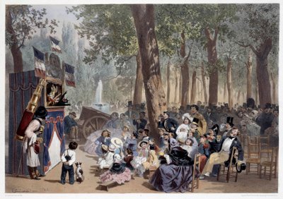 عرض الغينول في الشانزليزيه في باريس في القرن التاسع عشر. طبعات من قبل يوجين جيرارد (1821-1866) القرن التاسع عشر في باريس ، متحف كارنافالي بواسطة يوجين تشارلز فرانسوا جيرارد