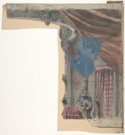 تصميم لمجموعة مسرح في أوبرا ، باريس ، 1828-90. بواسطة يوجين سيشيري