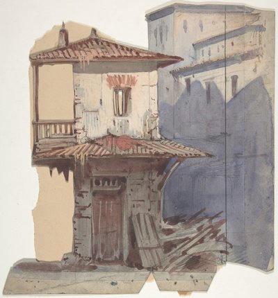 تصميم لمجموعة مسرح في أوبرا ، باريس ، 1830-90. بواسطة يوجين سيشيري