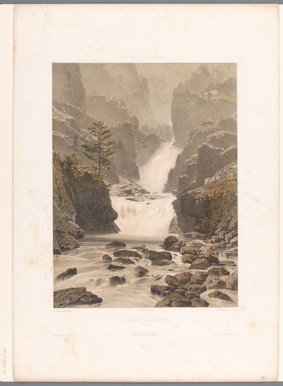 منظر لشلال Barberine بالقرب من Vallorcine Cascade de Barberine (العنوان على الكائن) مشاهد في سويسرا وسافوي وتيرول (عنوان المسلسل) La Suisse و la Savoie et le Tyrol (عنوان السلسلة على الكائن) بواسطة فريدريك مارتينز