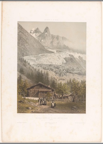 منظر لقمتي Aiguille Verte و Dru ونهر Mer-de-Glace الجليدي Aiguille verte et du Dru - Mer de Glace (العنوان على الكائن) وجوه في سويسرا وسافوي (عنوان المسلسل) La Suisse et la Savoie (عنوان المسلسل على الكائن) بواسطة يوجين سيشيري