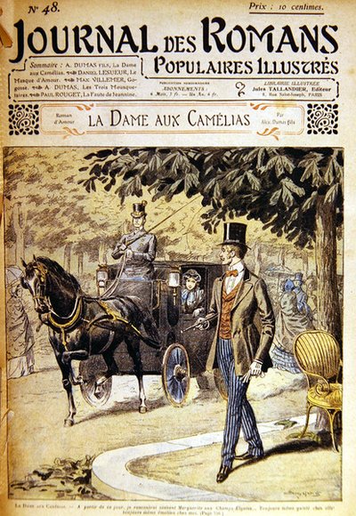 أرماند يواجه مارغريت في الشانزليزيه ، رسم توضيحي لـ "La Dame aux Camelias" بواسطة A. Dumas fils في "Journal des Romans" بواسطة يوجين دامبلانز