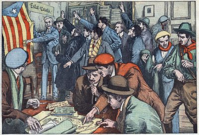 Catalan separatists are preparing their plot in Paris. Illustration of Damblans. In “” Le Pelerin”” of November 28 بواسطة يوجين دامبلانز