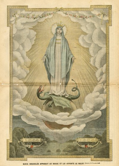 رسم توضيحي لـ Eugene Damblans (1865-1945) في Le Pelerin ، 04/12/04 - تظهر Mary Immaculee للعالم وتجلب له الخلاص - إيمان الدين والكاثوليكية - تصور بلا حدود - ماري ، تنين - غيوم - الأرض بواسطة يوجين دامبلانز