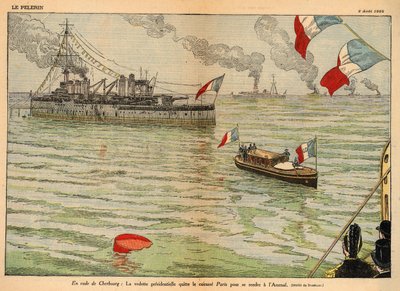 المعيار الرئاسي ، ميناء شيربورج ، صفحة مزدوجة منتشرة في "Le Pelerin" 2 أغسطس 1925 (الطباعة الحجرية بواسطة يوجين دامبلانز