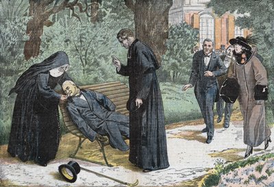 توفي ثيوفيل ديلكاسي (1852-1923) ، سياسي فرنسي بسبب انسداد في حديقة عشية نيس في نيس في عام 1923. رسم Damblans. بواسطة يوجين دامبلانز