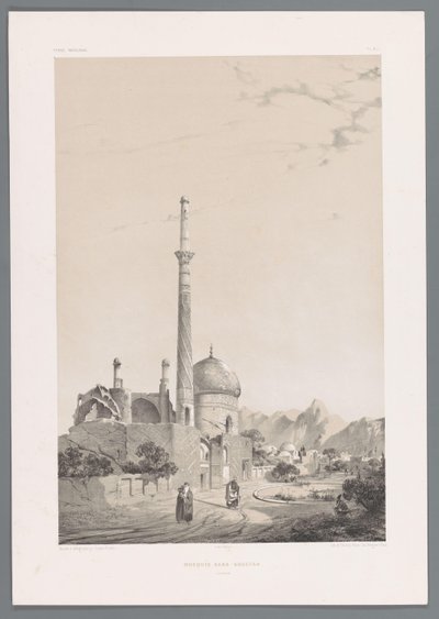 مسجد بابا سختي مع مئذنة Bagh-e-Ghoushkhane في أصفهان مسجد بابا سقطة أصفهان (العنوان على القطعة) المناظر الطبيعية الفارسية (عنوان السلسلة) بيرس مودرن (عنوان المسلسل) بواسطة تيري فرير