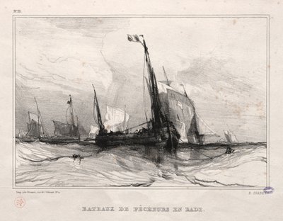 قوارب صيد في المرساة ، 1836. بواسطة يوجين ايزابي