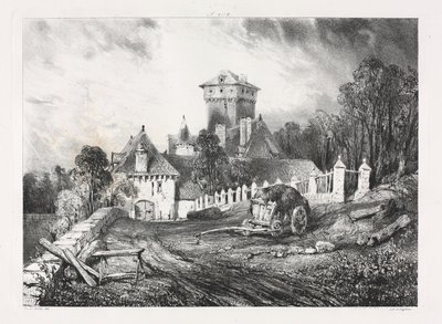 رحلات خلابة ورومانسية في فرنسا القديمة ، أوفيرني: Château de Pesteil in Polminhac بواسطة Eugene Isabey