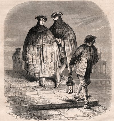 باب الفانوس في البندقية في القرن الثامن عشر - رسم فيولات لغايتانو زومبيني (1700-1778) - ميتيرز البندقية بواسطة يوجين جوزيف (بعد) فيولات