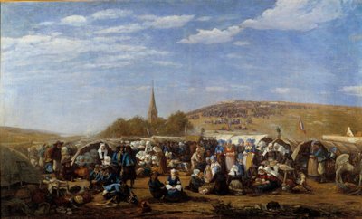 مغفرة للقديسة آن لا بالود في عام 1858 احتفال ديني في بريتاني. لوحة ليوجين لويس بودين (1824-1898) 1858 لوهافر ، متحف الفنون الجميلة. بواسطة يوجين لويس بودين
