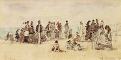 Beach Scene ، 1864 (قلم وحبر ومرحاض على ورق) بواسطة يوجين لويس بودين