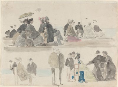 السيدات والسادة على الشاطئ ، في سجلين ، ج. 1865. بواسطة يوجين لويس بودين
