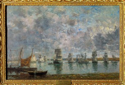 المراكب الشراعية ، قوارب Camaret في Camaret sur Mer (Camaret-sur-Mer ، Finistere) اللوحة بواسطة Eugene Louis Boudin (1824-1898) 1872 Dim 0.50 x 0.76 m متحف اللوفر في باريس إشارة إلزامية: التبرع Helene et Victor Lyon بواسطة يوجين لويس بودين