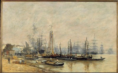 The port of Bordeaux Vessels on the Garonne. Painting by Eugene Louis Boudin (1824-1898) 1874 Sun. 0,41x0,65 m Paris, musee d