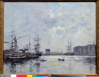 ميناء حوض لوهافر للشريط. لوحة ليوجين لويس بودين (1824-1898) بواسطة يوجين لويس بودين