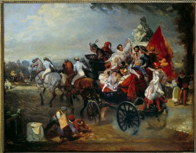 مشهد الكرنفال في باريس ، ساحة الكونكورد عام 1834. لوحة رسمها يوجين لويس لامي (1800-1890) بواسطة يوجين لويس لامي