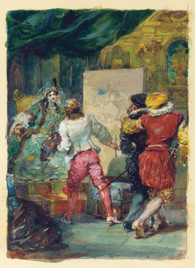 Moliere "s" Le Sicilien ou l "Amour Peintre"، Lemoisne، no.1357 بواسطة يوجين لويس لامي