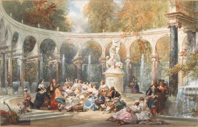 المجتمع في Bosquet de la Colonnade في حديقة فرساي. بواسطة يوجين لويس لامي