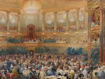 العشاء في فرساي بحضور نابليون الثالث ، 1854. بواسطة يوجين لويس لامي