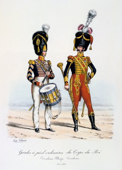 حراس القدمين العاديين لفيلق الملك ، الطبول الرائد والطبال ، 1822-30 بواسطة يوجين تايتوكس