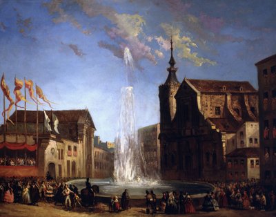 إمدادات المياه في Lozoya عند نافورة Calle de San Bernardo بواسطة Eugenio Lucas y Padilla