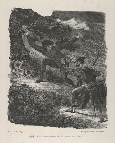 فاوست ومفيستوفيليس في جبال هارتز جوته ، فاوست ، 1825-27. ، 1825-27. بواسطة يوجين ديلاكروا