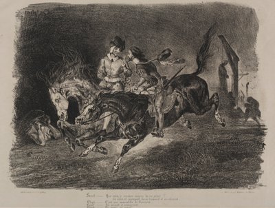 الرسوم التوضيحية لفاوست: فاوست وميفستوفيليس يركبان الخيل في يوم السبت بواسطة Chez Ch. Motte ، محرر ، توزيع Chez Sautelet ، Libraire