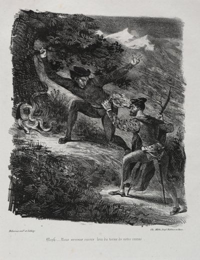 رسوم توضيحية لـ Faust: Faust و Méphistophélés في جبال Hartz بواسطة Chez Ch. Motte ، محرر ، توزيع Chez Sautelet ، Libraire