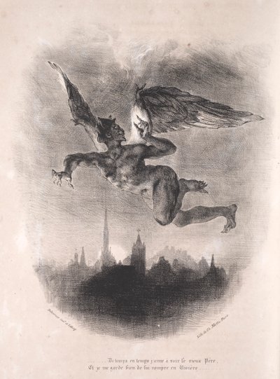 الرسوم التوضيحية لفاوست: Mephistopheles في الهواء بواسطة Chez Ch. Motte ، محرر ، توزيع Chez Sautelet ، Libraire