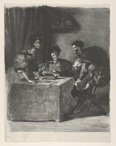 يقدم Mephistopheles نفسه إلى Martha Goethe ، Faust ، 1825-27. ، 1825-27. بواسطة يوجين ديلاكروا