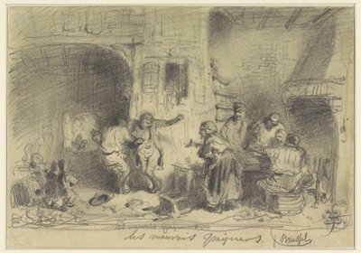 نزل داخلي مع زوار مخمورين يرفضون الدفع Les mauvais payeurs (العنوان على الكائن) بواسطة يوجين فرانسوا دي بلوك