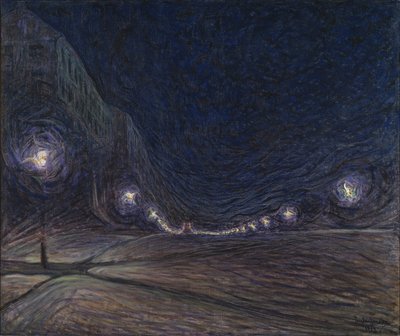 Hornsgatan بالليل ، 1902 بواسطة Eugène Jansson