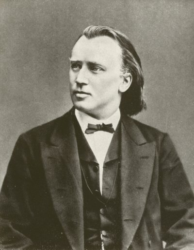 يوهانس برامز، صورة شخصية، حوالي عام 1876 (صورة فوتوغرافية بالأبيض والأسود) بواسطة المصور الأوروبي