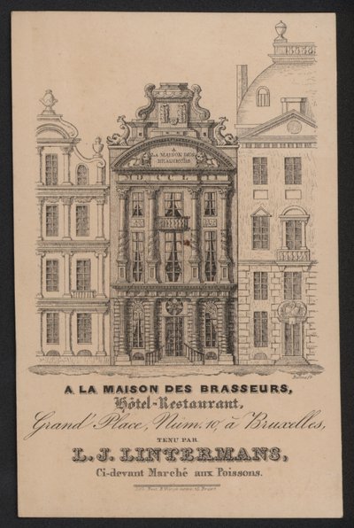 في La Maison Des Brasseurs ، مطعم الفندق ، بروكسل ، LJ Lintermans (نقش) بواسطة المدرسة الأوروبية