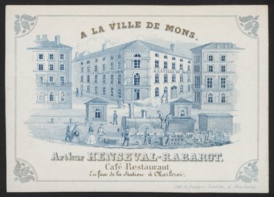 في La Ville De Mons ، Arthur Henseval-Rabarot ، مطعم مقهى (نقش) بواسطة المدرسة الأوروبية