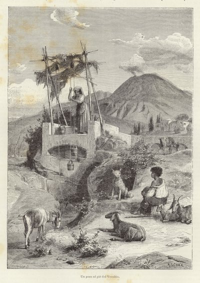 بئر عند سفح Vesuvius بواسطة المدرسة الأوروبية