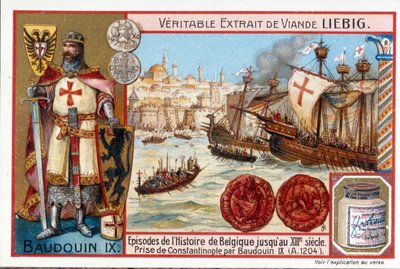 بالدوين الأول عند نهب القسطنطينية بواسطة المدرسة الأوروبية