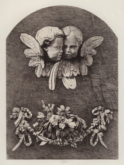 Cambridge: Carvings in Trinity College Library (etching) بواسطة المدرسة الأوروبية