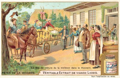 الاحتفال بنهاية موسم الحصاد في هولشتاين بألمانيا (Chromolitho) بواسطة المدرسة الأوروبية
