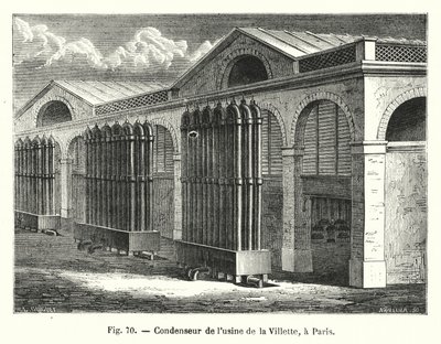 مكثف في مصنع La Villette في باريس (نقش) بواسطة المدرسة الأوروبية