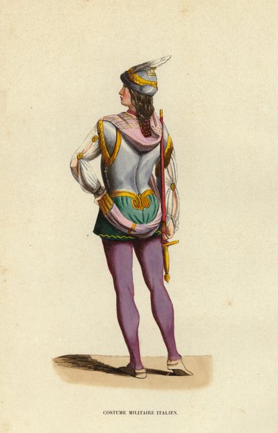Costume Militaire Italien (coloured engraving) بواسطة المدرسة الأوروبية