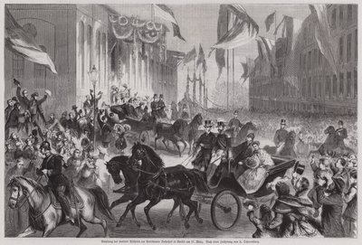 Crowds welcoming Kaiser Wilhelm I of Germany at Berlin Station بواسطة المدرسة الأوروبية