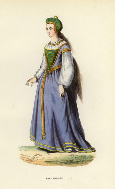 Dame Anglaise (coloured engraving) بواسطة المدرسة الأوروبية