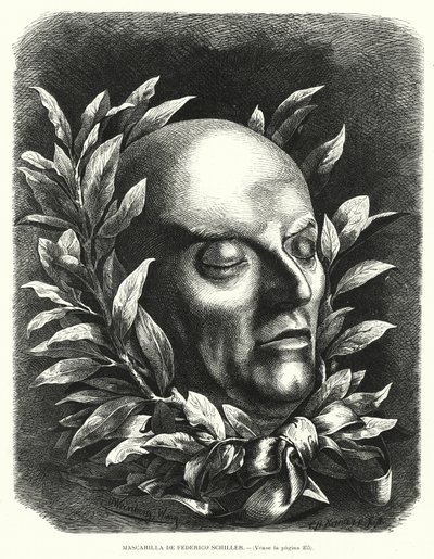 Death mask of German poet Friedrich Schiller (litho) بواسطة المدرسة الأوروبية