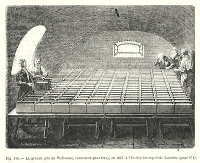 كومة Wollaston العظيمة ، التي بُنيت لديفي ، عام 1807 ، في المعهد الملكي في لندن (نقش) بواسطة المدرسة الأوروبية