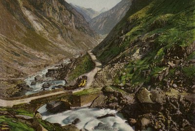 Lake Lucerne: Schollenen (colour litho) بواسطة المدرسة الأوروبية