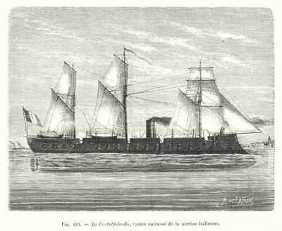 Le Castelfidardo, navire cuirasse de la marine italienne (engraving) بواسطة المدرسة الأوروبية