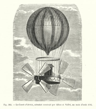 Le Comte d'Artois ، Aerostat بناه Alban و Vallet ، في أغسطس 1785 (نقش) بواسطة المدرسة الأوروبية